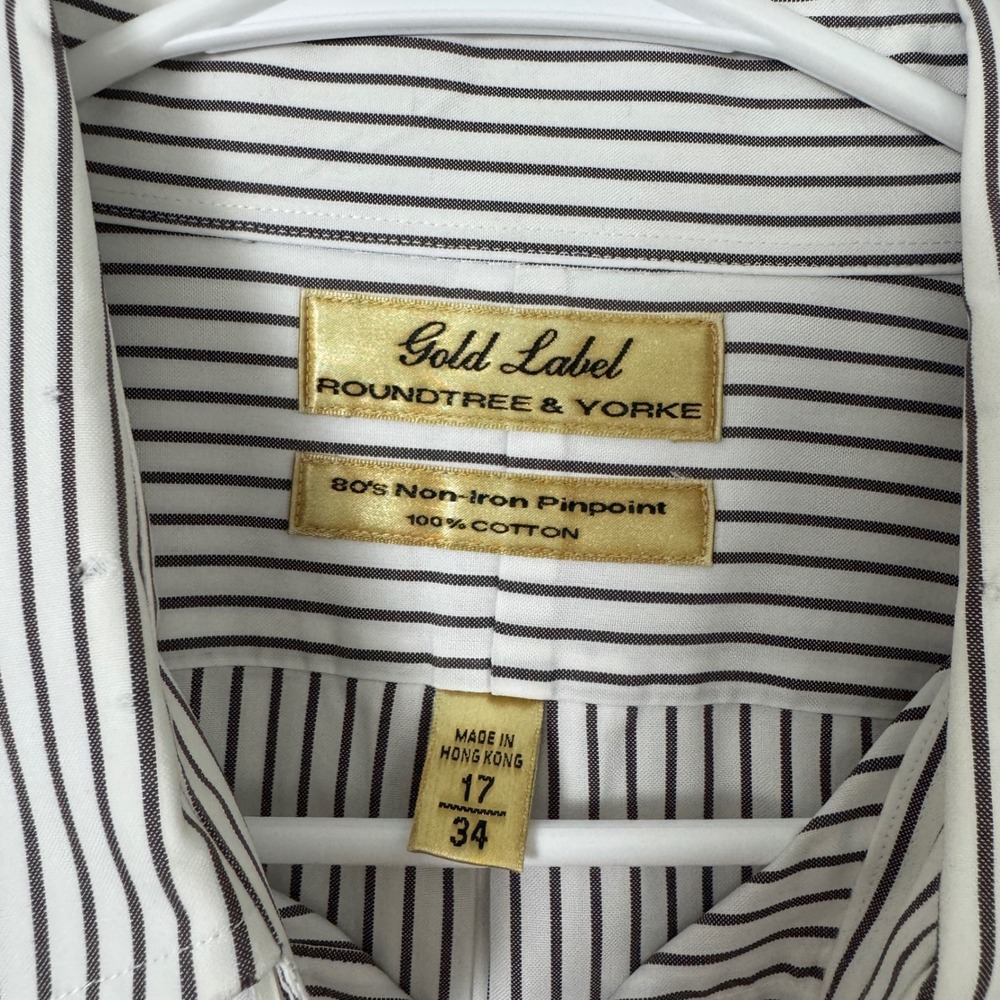 Lot of 6 Roundtree & Yorke Gold Label Mens Dress Shirts 17 34 Non-Iron Cotton - Picture 15 of 16